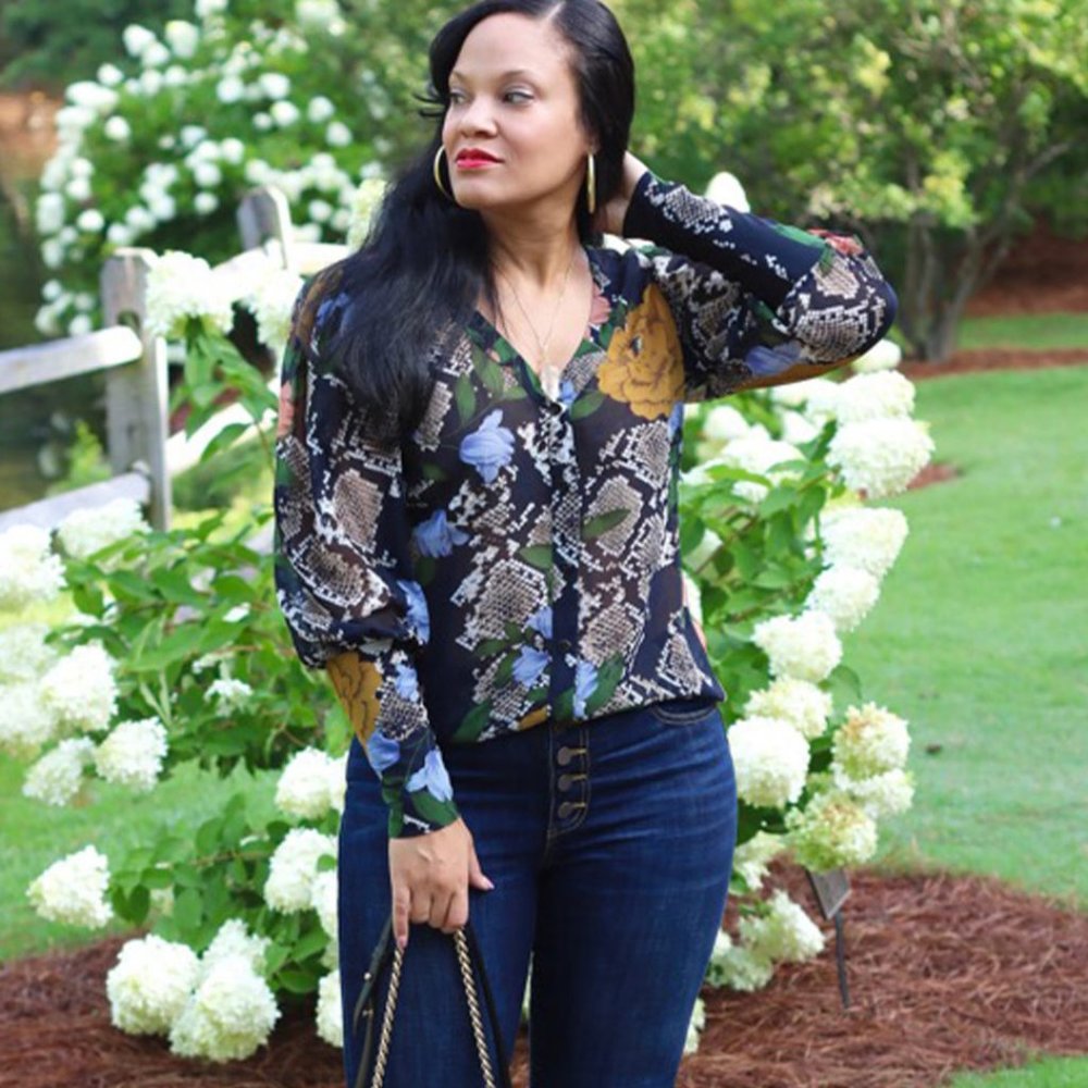 EUC CAbi Snake Charmer Blouse Size Medium